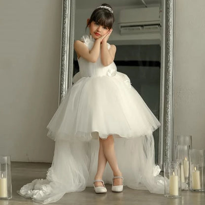 AERBA DRESS Wedding Flower Girl Dress Tulle With Flowers Trailing Sleeveless Birthday Banquet Princess Gown