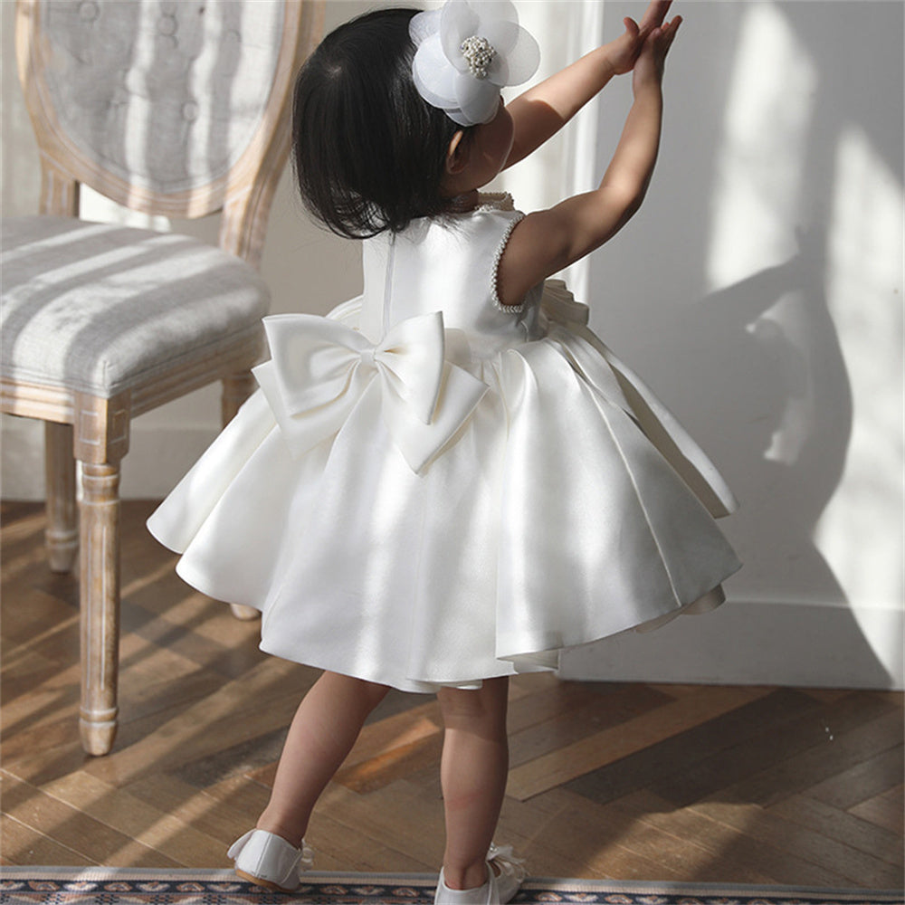 AERBA DRESS Wedding Flower Girl Dress Short Style Bow Princess Costume for The First Communion Birthday Dance Party Baptism Dress