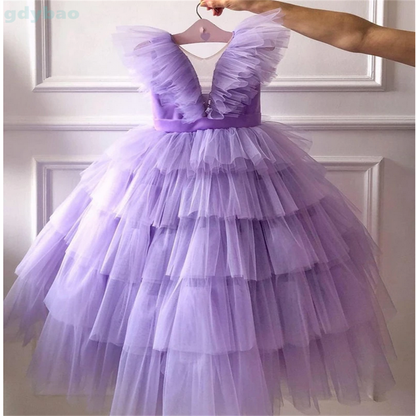 AERBA DRESS Wedding Flower Girl Dress Tulle Princess Party Baby Dress First Birthday Gowns Photo Shoot Dress