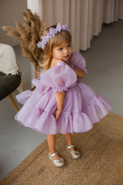 AERBA DRESS Wedding Flower Girl Dress Puff Sleeves Satin Fluffy Little Baby Girls Princess Birthday Party Ball Evening Gowns