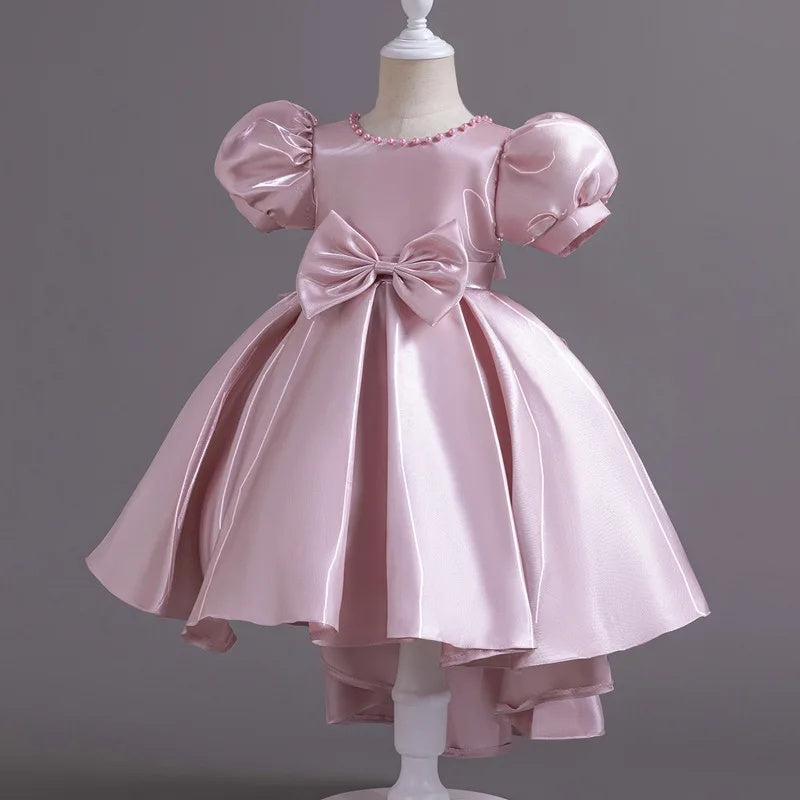 AERBA DRESS Wedding Flower Girl Dress Princess Backless Satin Dress Children's Fashion Show Host Evening Gown for Girls Toddler Costume Princess Dress