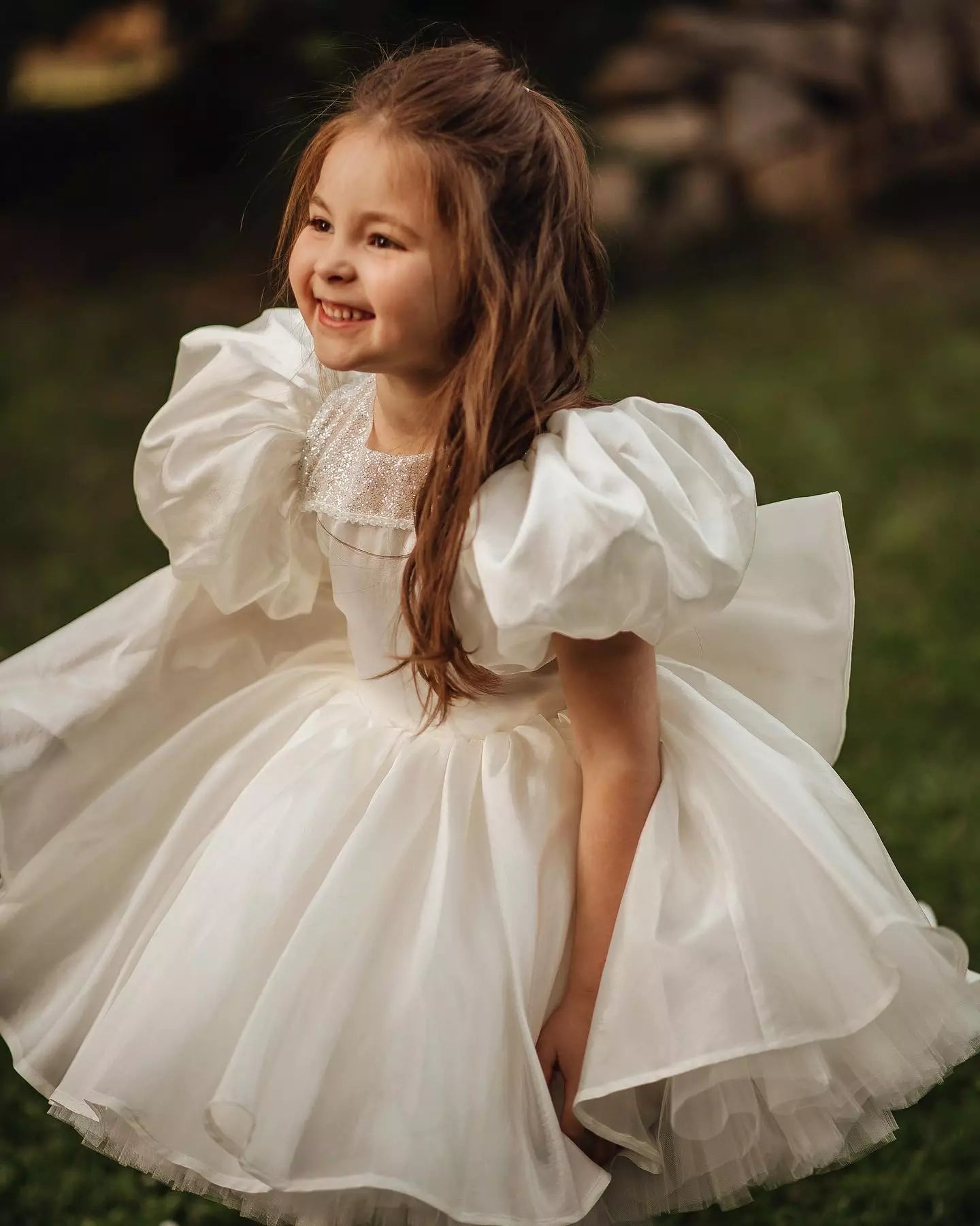 AERBA DRESS Wedding Flower Girl Dress Lolita Princess Ball Gowns Kids Girl with Bow Infant Birthday Christening Dresses Kid Boutique Dresses