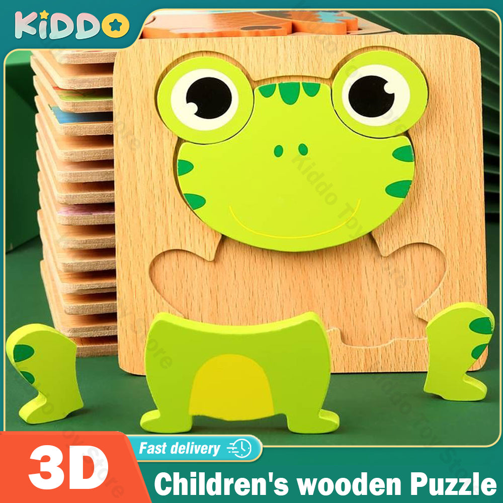 AERBA HOT SALE Children's Toys Wooden 3D Toys Puzzle Cartoon Animals Early Learning Cognition Intelligence Puzzle Game Colorful Montessori Toys Christmas Gifts