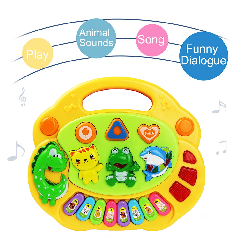 Aerba Children's Toys Kids Cartoon Piano Keyboard Game with Flashing Light Music Animal Sounds Baby Instrument Music Toys Educational Toys Kids Gifts