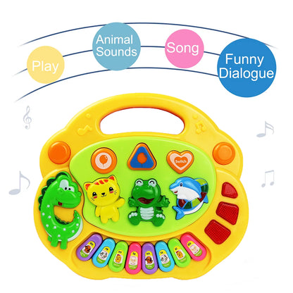 Aerba Children's Toys Kids Cartoon Piano Keyboard Game with Flashing Light Music Animal Sounds Baby Instrument Music Toys Educational Toys Kids Gifts