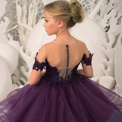 AERBA DRESS Wedding Flower Girl Dress Floral Appliques Tiered With Trailing For Wedding Birthday Party Banquet Gown