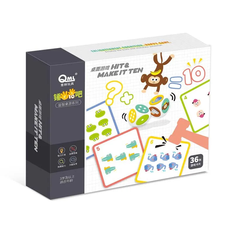 AERBA HOT SALE Kids Montessori Fun Mathematics Educational Toy Suction Cup Hammer Battle Table Game with Card Logic Thinking Training Math Toys