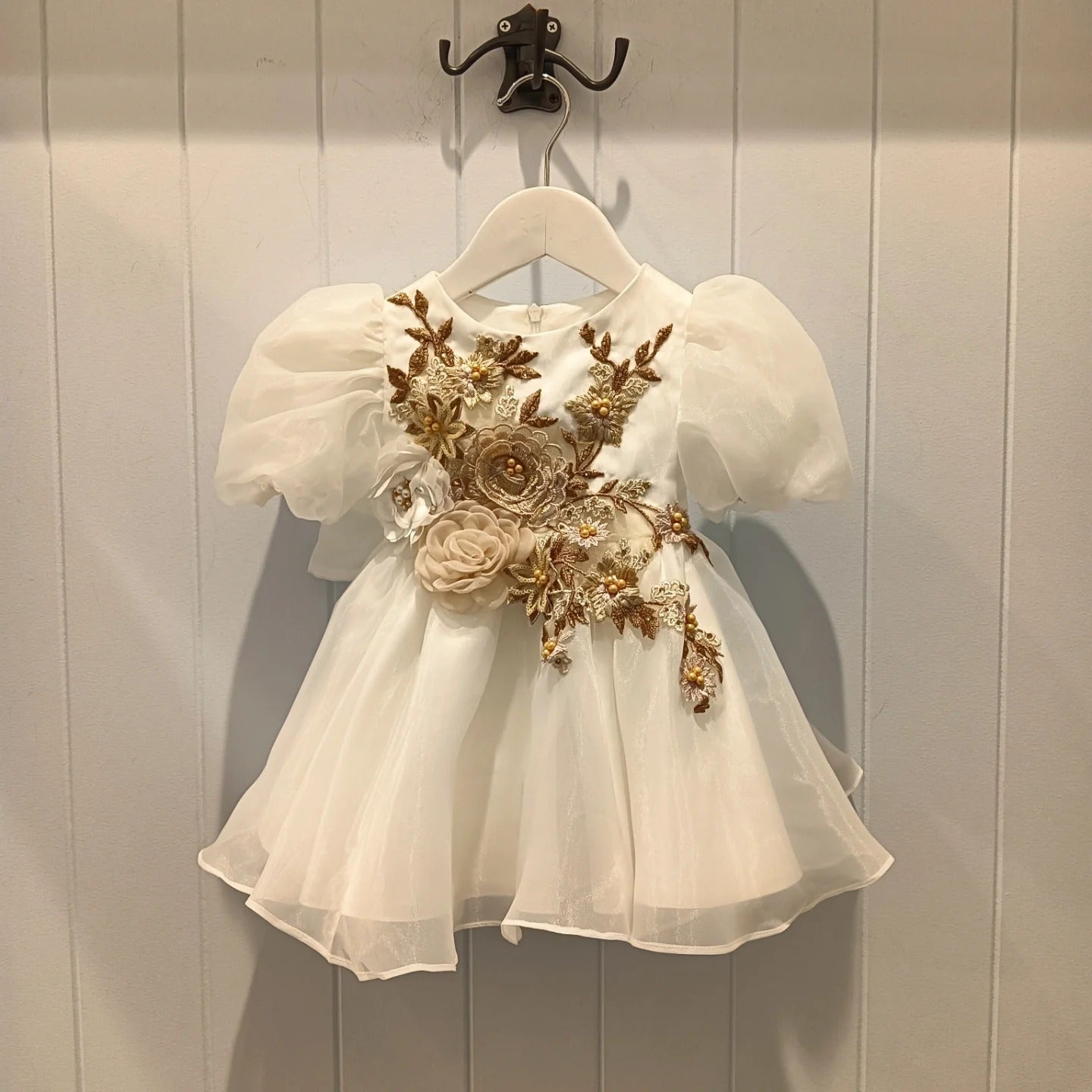 AERBA DRESS Wedding Flower Girl Dress 3D Floral Baby Christening Gowns Appliques Beads Customized Newborn Kids Birthday First Communion Dresses Princess Dress