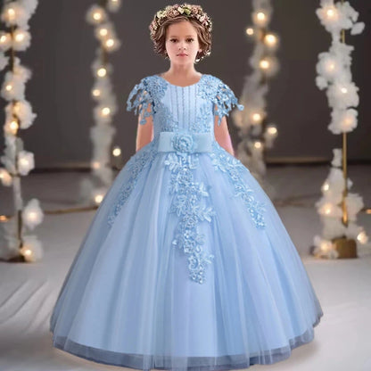 AERBA DRESS Wedding Flower Girl Dress Elegant Girls Teen Pageant Party Dress Wedding Ceremony Princess Birthday Graduation Sequined Dress