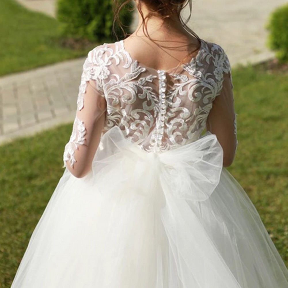 AERBA DRESS Wedding Flower Girl Dress Little Girl Toddlers Wedding Dresses Vintage Lace Child Princess Communion Pageant Gowns