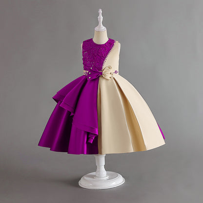 AERBA DRESS Wedding Flower Girl Dress Elegant Satin Dress For Girls Embroidery Flower Kids' Evening Dresses Beading Ruffle Children's Party Gown Birthday Dress