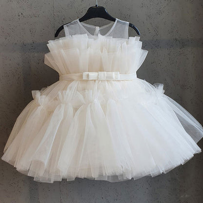 Wedding Flower Girl Dress Girls Party Dresses Kids Wedding Bridesmaid Prom Gown Girls Elegant Dress 1st Birthday Party Baptism Dress Princess Dress
