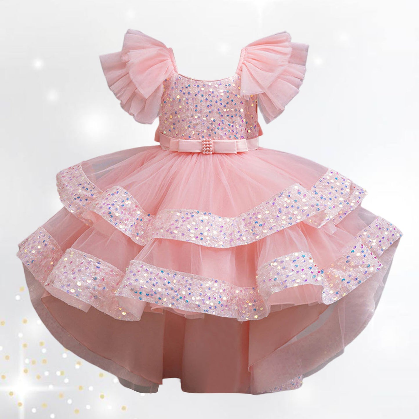 AERBA DRESS Wedding Flower Girl Dress Summer Sequin Bow Baby Girl Gown Birthday Party Christmas Princess Evening Dresses Prom Kids Clothes