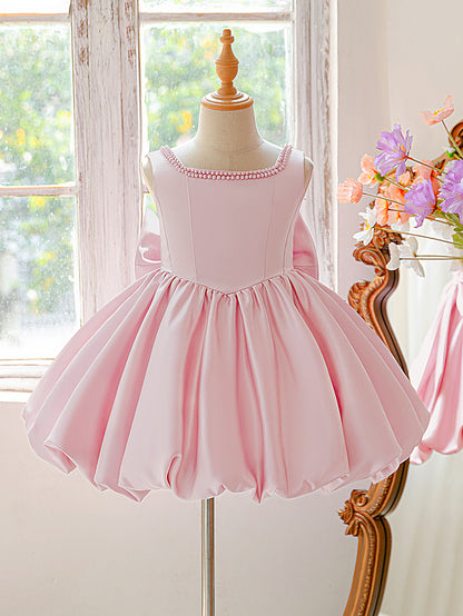 AERBA DRESS Wedding Flower Girl Dress Big Bow Tutu Party Dress for Girls Elegant Birthday Baptism Princess Dress Kids Wedding Bridesmaid Evening Prom Gown Princess Dress