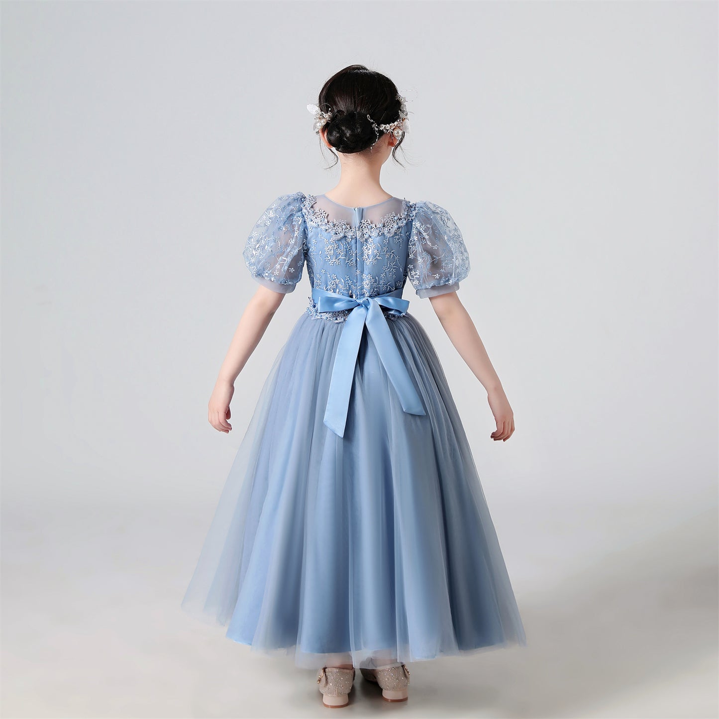 AERBA DRESS Wedding Flower Girl Dress Lace Embroidered Princess Dress Performance Costume Christmas Party Evening Dresses