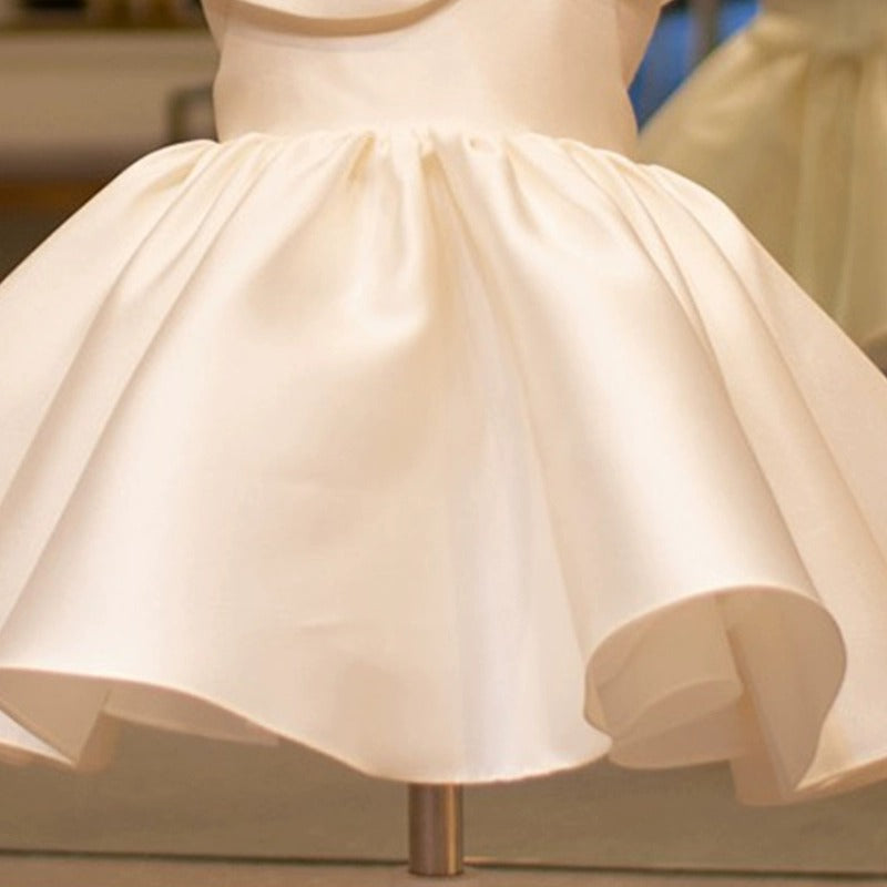 AERBA DRESS Wedding Flower Girl Dress Vintage Satin Dress for Girls Puff Sleeve Fashion Wedding Party Birthday Tutu Dress Princess Dress