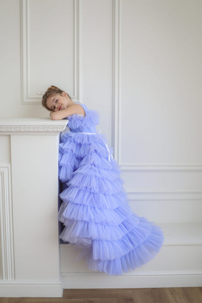 AERBA DRESS Wedding Flower Girl Dress Fluffy Layered Child Lace Lovely Sash Long Party Kids Birthday Gift Evening Dresses