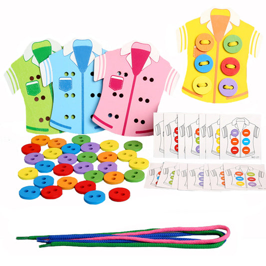 Aerba Children Toys Learn Basic Life Skills Teaching AIDS Clothing Threading Buttons Sewing Boar Puzzle Toys