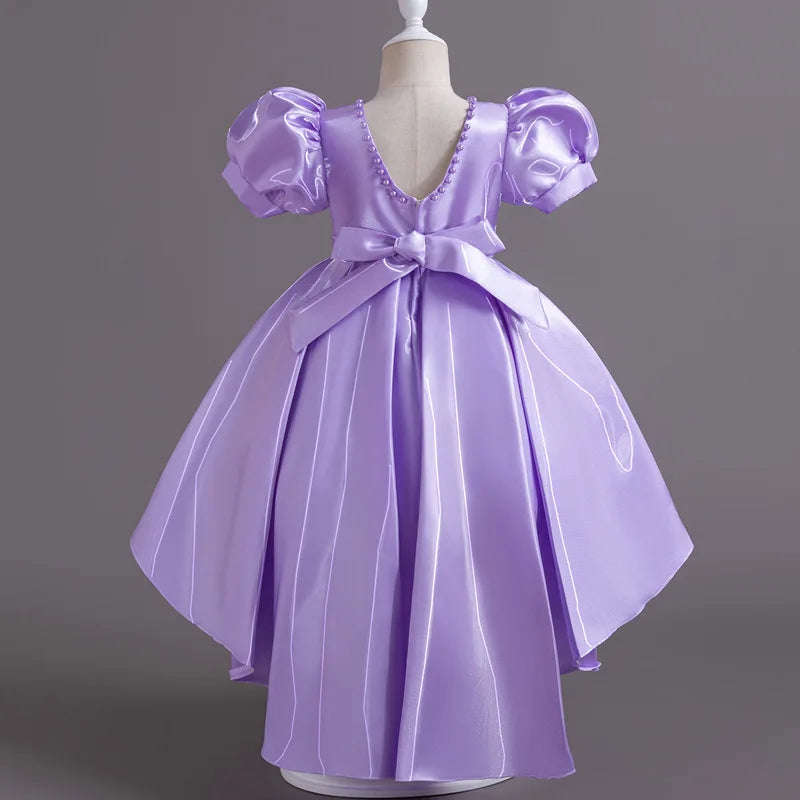 AERBA DRESS Wedding Flower Girl Dress Princess Backless Satin Dress Children's Fashion Show Host Evening Gown for Girls Toddler Costume Princess Dress