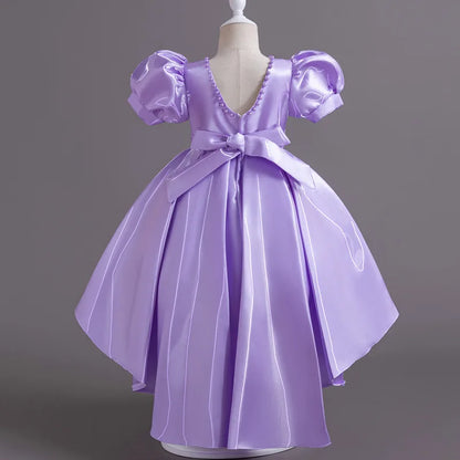 AERBA DRESS Wedding Flower Girl Dress Princess Backless Satin Dress Children's Fashion Show Host Evening Gown for Girls Toddler Costume Princess Dress