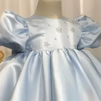 AERBA DRESS Wedding Flower Girl Dress Baby Girls Party Dress Puff Sleeves Ball Gowns Elegant Baptism First Birthday Dresses Beading Children Princess Dress