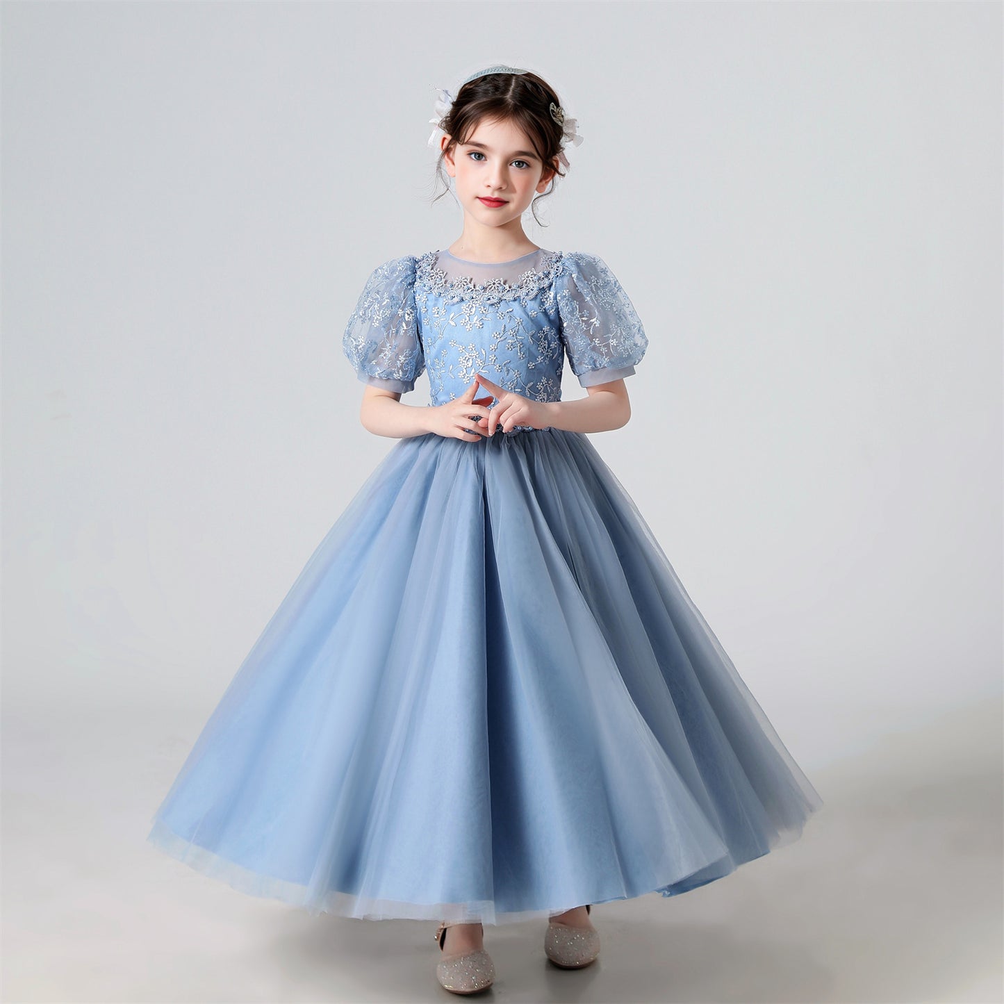 AERBA DRESS Wedding Flower Girl Dress Lace Embroidered Princess Dress Performance Costume Christmas Party Evening Dresses