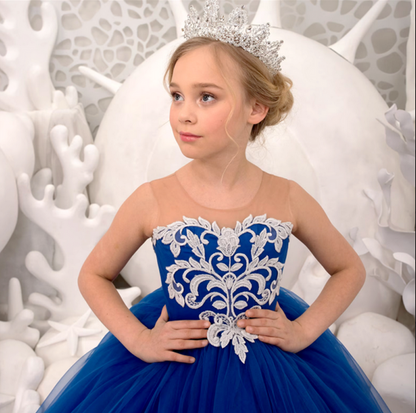 AERBA DRESS Wedding Flower Girl Dress Puffy Sequin Mesh Ball Gown Girl Party Dresses Kids Layers Glitter Bow Knot Princess Dress New Year Birthday Dress