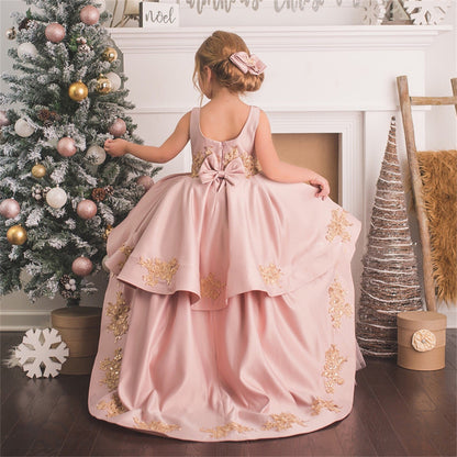 AERBA DRESS Wedding Flower Girl Dress Sleeveless Floor Length Applique Sweep Train Formal First Communion Dress Princess Dress
