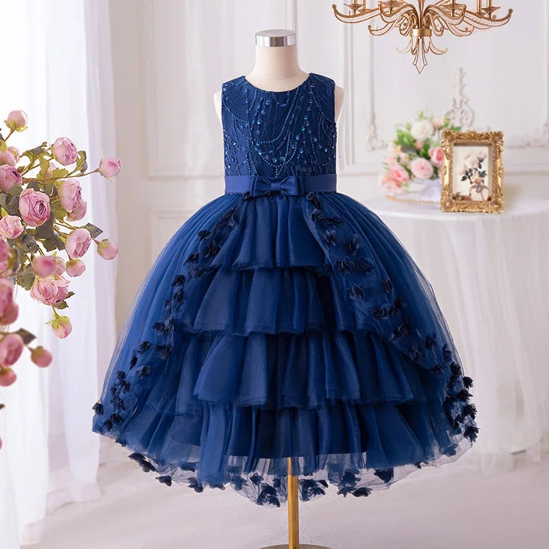 Wedding Flower Girl Dress Butterfly Thousand-Layer Girls Bridesmaid Dresses Sleeveless Evening Dresses Children Princess Dress