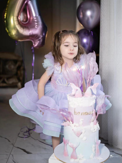 AERBA DRESS Wedding Flower Girl Dress Layered Pearls Sequins Ruffles Mermaid Kids Birthday Party First Communion Gowns