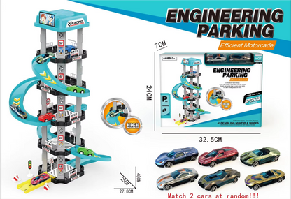 AERBA HOT SALE Ejection slide parking track collection toys Random little car set Puzzle assembled multi-layer racing model boy birthday gift