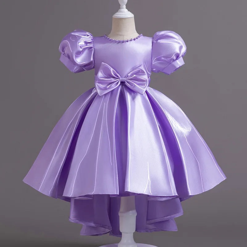 AERBA DRESS Wedding Flower Girl Dress Princess Backless Satin Dress Children's Fashion Show Host Evening Gown for Girls Toddler Costume Princess Dress