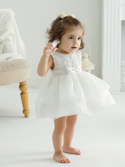 AERBA DRESS Wedding Flower Girl Dress Baby Girl 1 Year Christening Gift Dress Newborn Sleeveless Cute Princess Dress