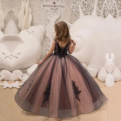 AERBA DRESS Wedding Flower Girl Dress Pretty Dress Princess Lace Floral Appqulies Tulle Fluffy Skirt Floor Length Ball Gowns