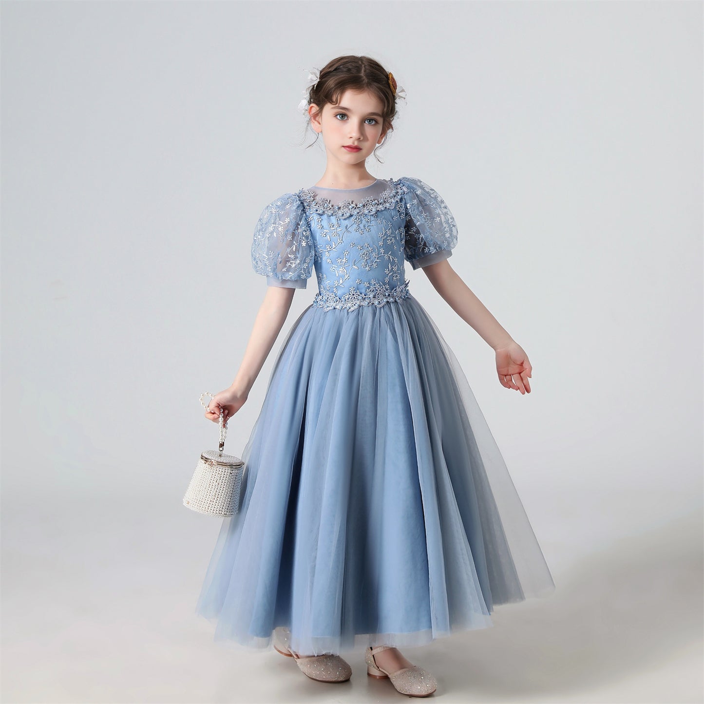 AERBA DRESS Wedding Flower Girl Dress Lace Embroidered Princess Dress Performance Costume Christmas Party Evening Dresses