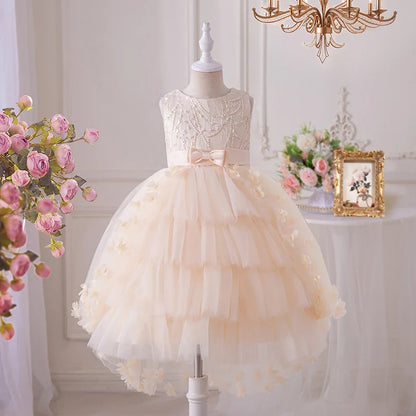 Wedding Flower Girl Dress Butterfly Thousand-Layer Girls Bridesmaid Dresses Sleeveless Evening Dresses Children Princess Dress