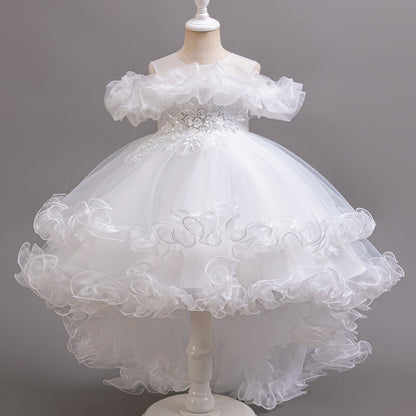 AERBA DRESS Wedding Flower Girl Dress Bridesmaid Princess Dress For Girls Children Costumes Trailing Party Dresses