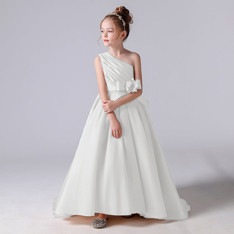 AERBA DRESS Wedding Flower Girl Dress One Shoulder Princess First Communion Pageant Evening Party Birthday Prom Gowns