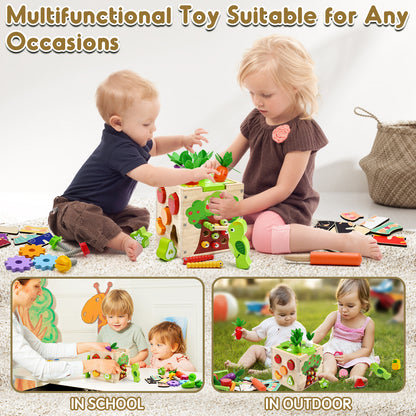 AERBA HOT SALE Baby Wooden Activity Cube Center Toys for Boys Girls Birthday Gifts 5 in 1 Montessori Educational Learning Sensory Toys