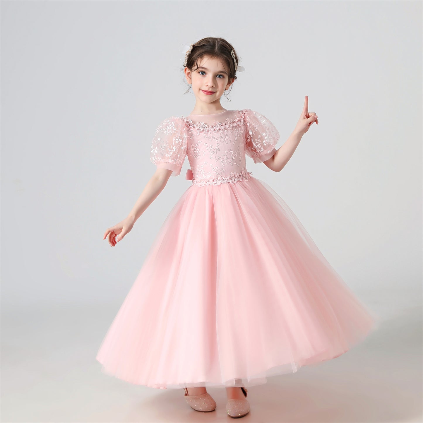 AERBA DRESS Wedding Flower Girl Dress Lace Embroidered Princess Dress Performance Costume Christmas Party Evening Dresses