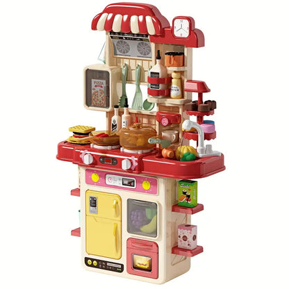 Aerba Children Kitchen Counter Play Set DIY Simulated Cooking Food Tableware Play House Role Play Pretend Game Toy Gift Kid Boys Girls