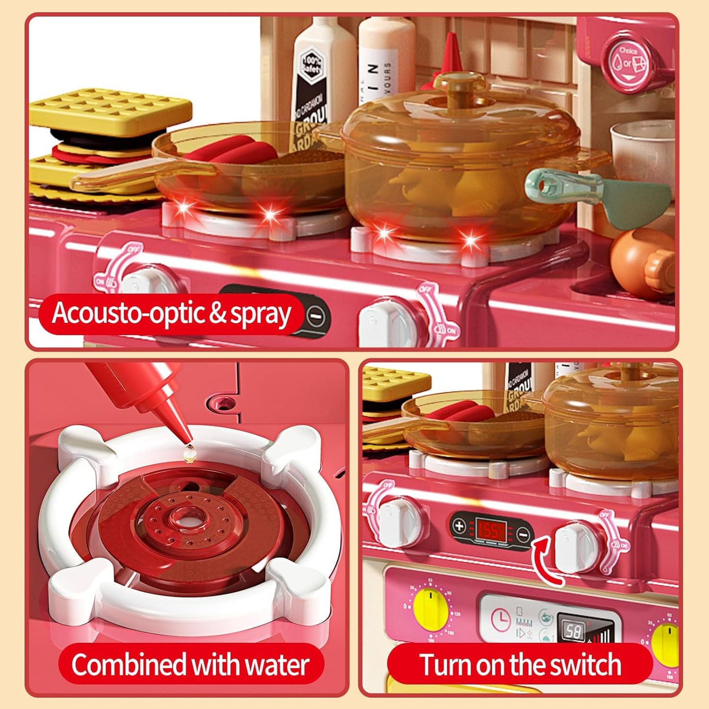 Aerba Children Kitchen Counter Play Set DIY Simulated Cooking Food Tableware Play House Role Play Pretend Game Toy Gift Kid Boys Girls