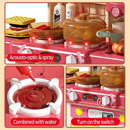 Aerba Children Kitchen Counter Play Set DIY Simulated Cooking Food Tableware Play House Role Play Pretend Game Toy Gift Kid Boys Girls