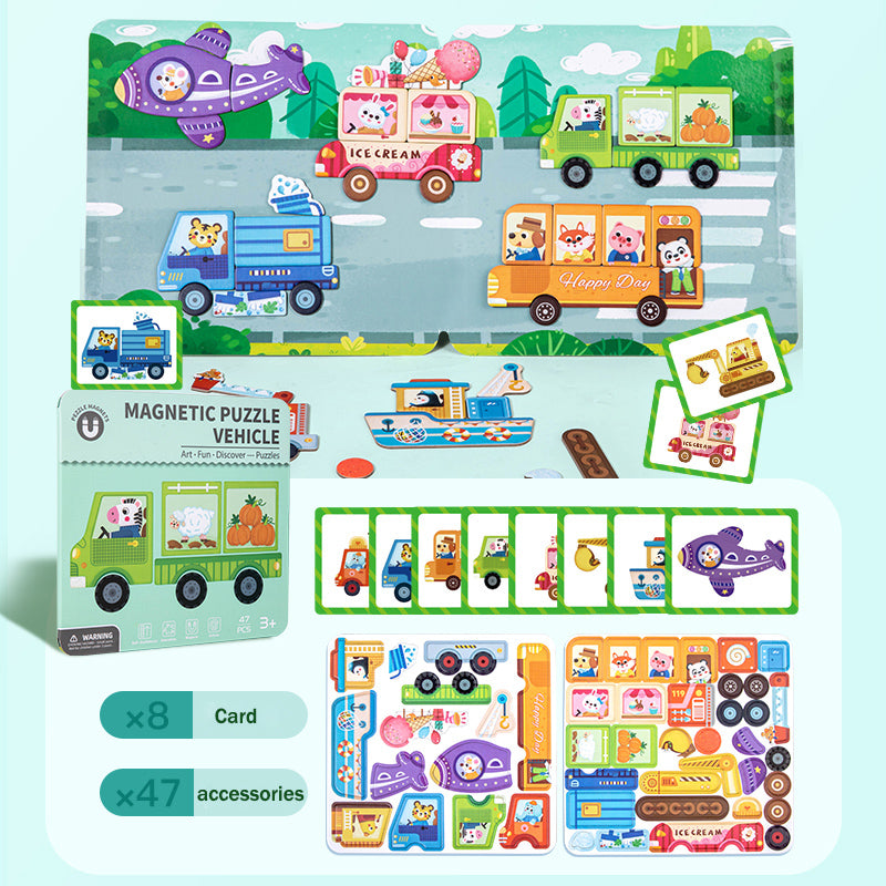 Aerba Magnetic Puzzle Books Montessori Magnetic Dress-up Playset Clothes Make Face Animals Puzzle Games Early Educational Toys for kid