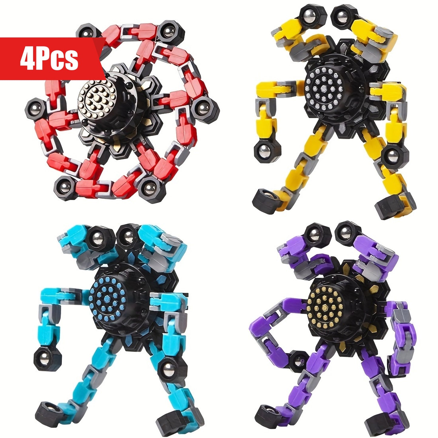 Aerba Children's Toys 4pcs Transformable Spinners for Kids Adults Boys Girls Fingertip Gyros for Kids Easter Basket Stuffers Christmas Gifts