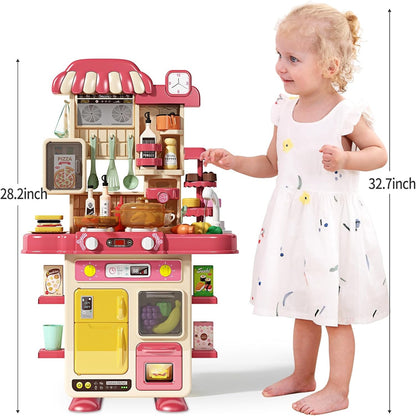 Aerba Children Kitchen Counter Play Set DIY Simulated Cooking Food Tableware Play House Role Play Pretend Game Toy Gift Kid Boys Girls