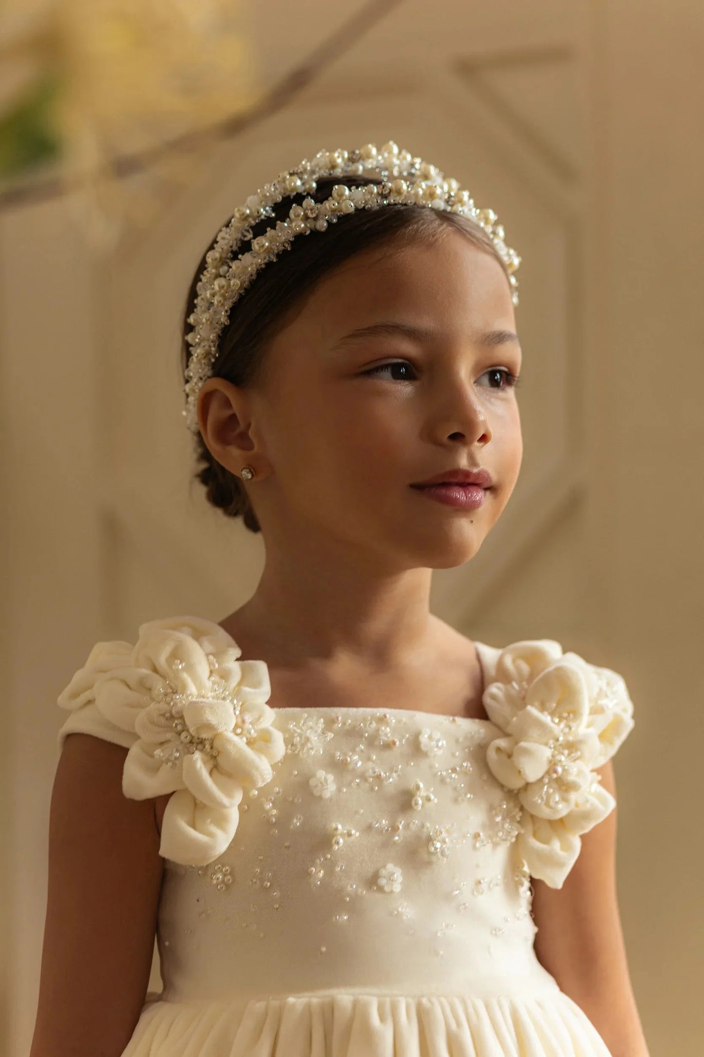 AERBA DRESS Wedding Flower Girl Dress 3D Floral Pearls Lace Little Girl Holy First Communion Party Banquet Gown Princess Dress