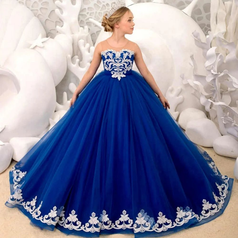 AERBA DRESS Wedding Flower Girl Dress Puffy Sequin Mesh Ball Gown Girl Party Dresses Kids Layers Glitter Bow Knot Princess Dress New Year Birthday Dress