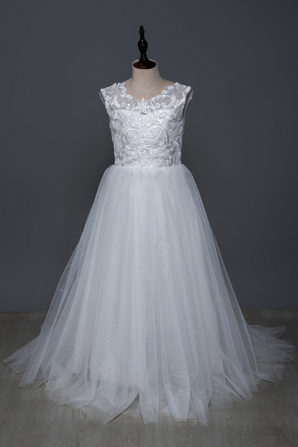 AERBA DRESS Wedding Flower Girl Dresses Lace Big Bow Flower Girl Dresses Ball Gown Kids Wedding Party Pageant First Communion Gown