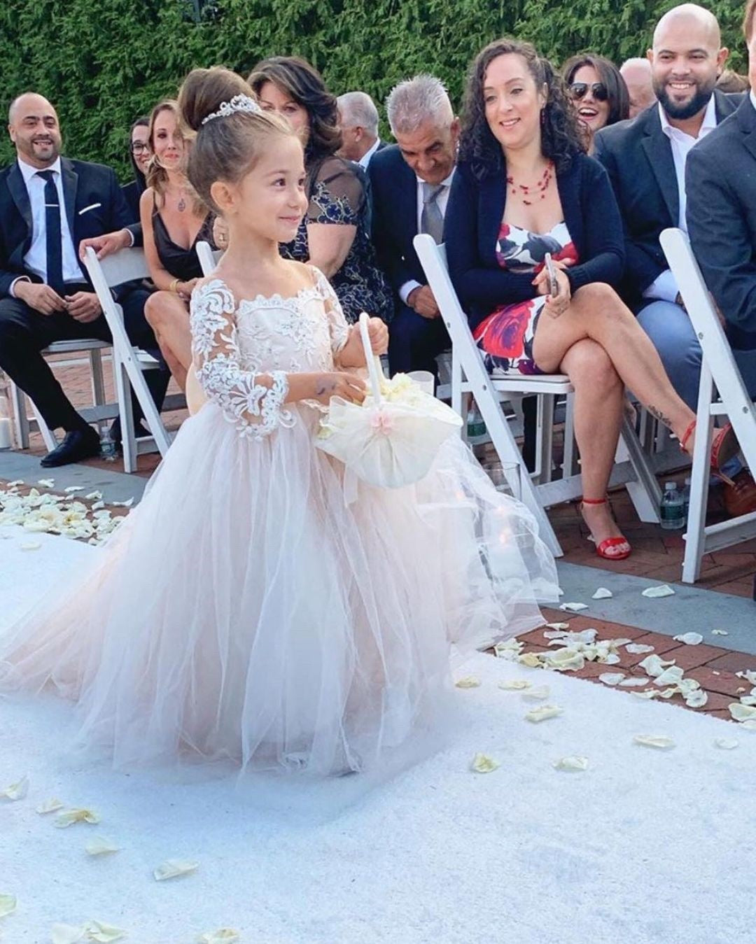 AERBA DRESS Wedding Flower Girl Dress Children's First Communion Ball Gown Wedding Party Bridesmaid Dress Kids Lace Tulle Buttons Bows Dress